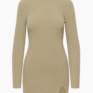Aritzia Wilfre Free Hush Knit Station Taupe Long Sleeve Dress